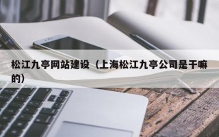 松江九亭网站建设（上海松江九亭公司是干嘛的）